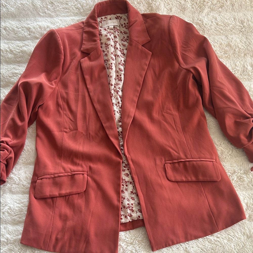 Skies Are Blue Rust Blazer with Floral Lining